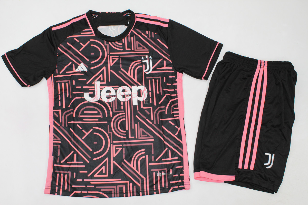 Kids-Juventus 23/24 Concept Black/Pink Soccer Jersey